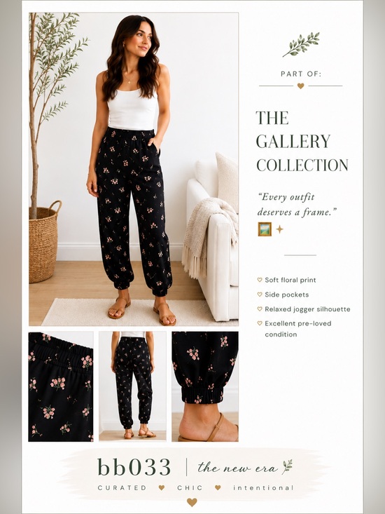 14th & Union Pants - 14th & Union Black Floral Jogger Pants | Floral Print | Side Pockets | Size L